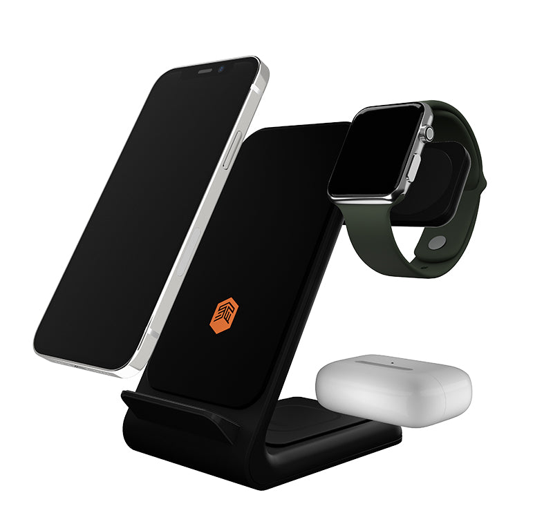 STM ChargeTree Swing - Kabelloses Ladegerät 3 in 1 für iPhone, AirPods a Apple Watch (schwarz)