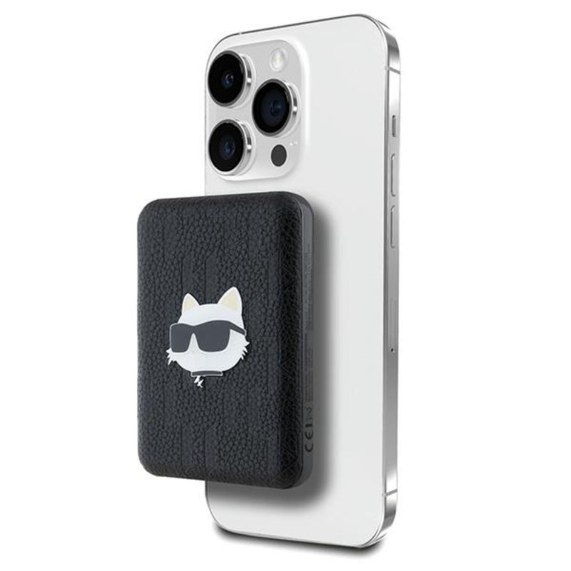 Karl Lagerfeld Choupette Head Pin MagSafe – kabellose Powerbank 5000 mAh 15W (schwarz)