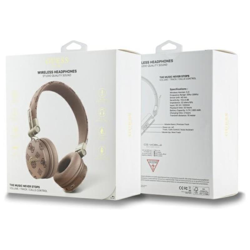 Guess Peony Script Round Shape - kabellose Bluetooth Kopfhörer ENC (braun) – Produktabbildung 4