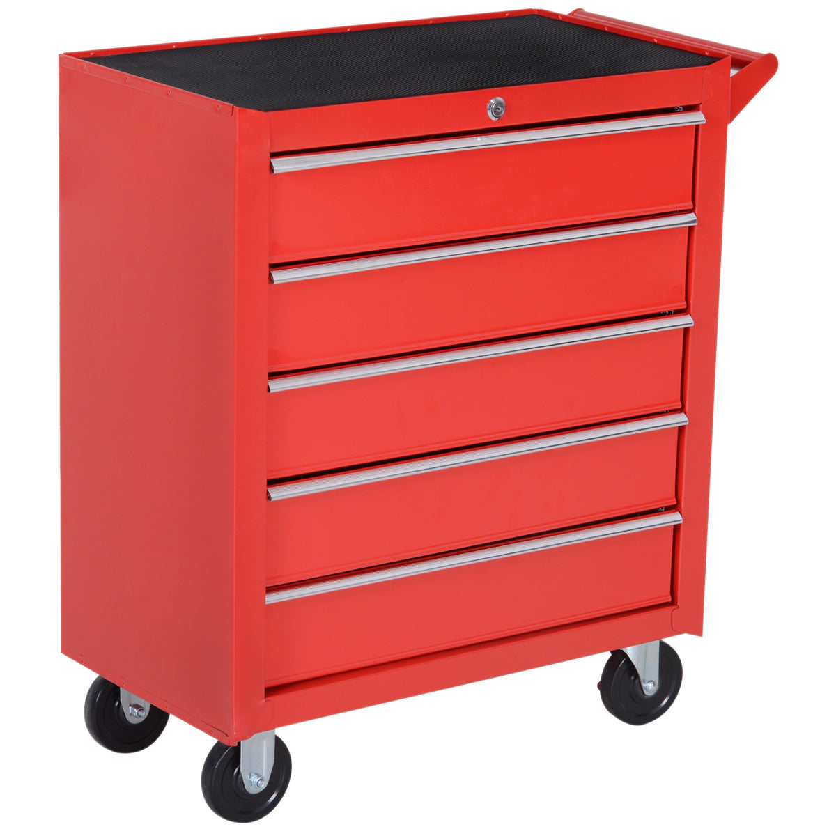 Rollschrank, Werkzeugschrank für Garage, Schuppen, Stahl, 69L x 33B x 75H cm, Rot