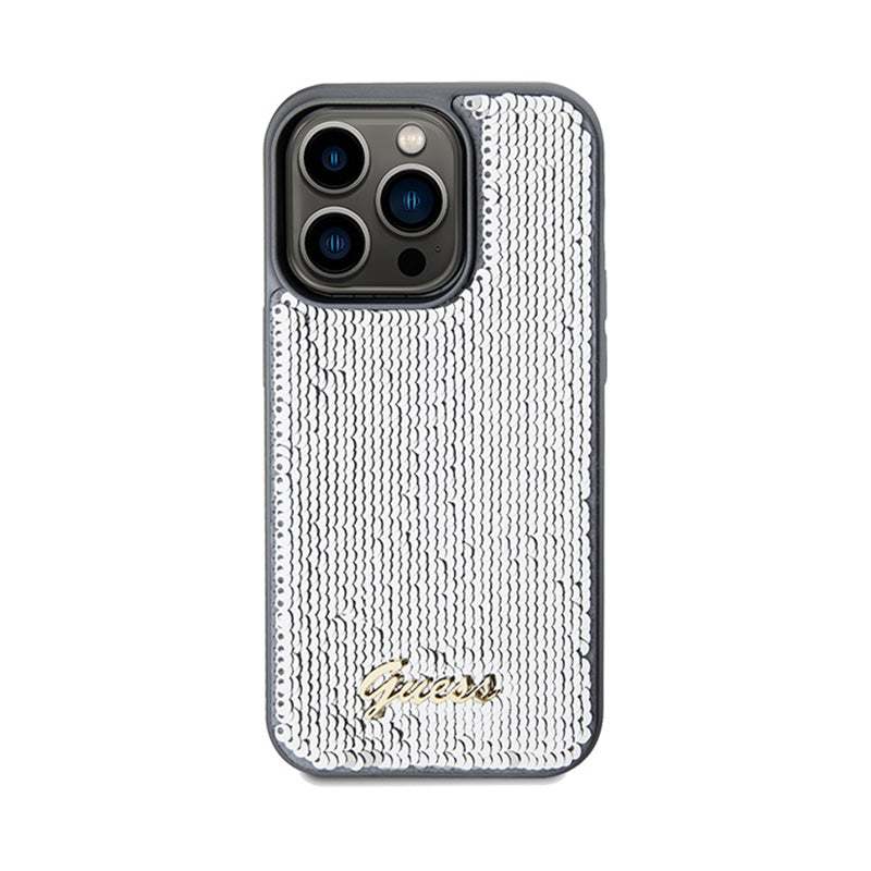 Guess Sequin Script Metal - Hülle für iPhone 14 Pro (silber) – Produktabbildung 3