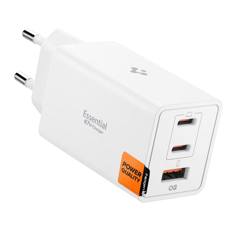 Spigen Essential EE673EU GaN Pro - Ladegerät für Steckdose 2x USB-C + USB-A 67W (weiß)