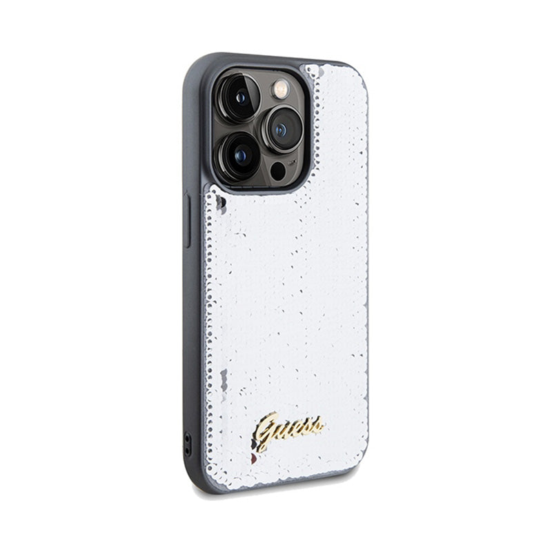 Guess Sequin Script Metal - Hülle für iPhone 14 Pro (silber) – Produktabbildung 4