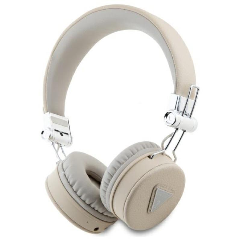 Guess Grained Classic Round Shape - kabellose Bluetooth Kopfhörer ENC (beige)