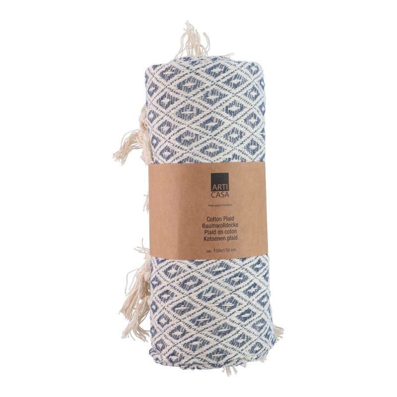 Articasa Arti Casa - Bavlněná deka s diamantovým vzorem 130x170 cm (blau / weiß)
