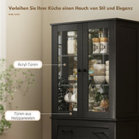 HOMCOM Küchenschrank, Buffet, Acrylfront, Schubladen, 76 x 40 x 182,5 cm, Schwarz – Produktabbildung 4
