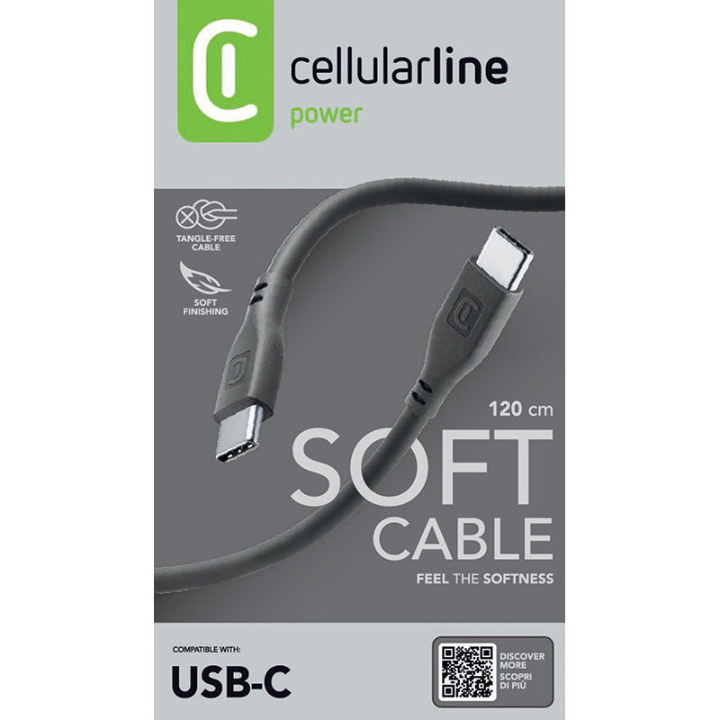 Cellularline Soft Cable - USB-C to USB-C cable 1.2 m (black) – Produktabbildung 5