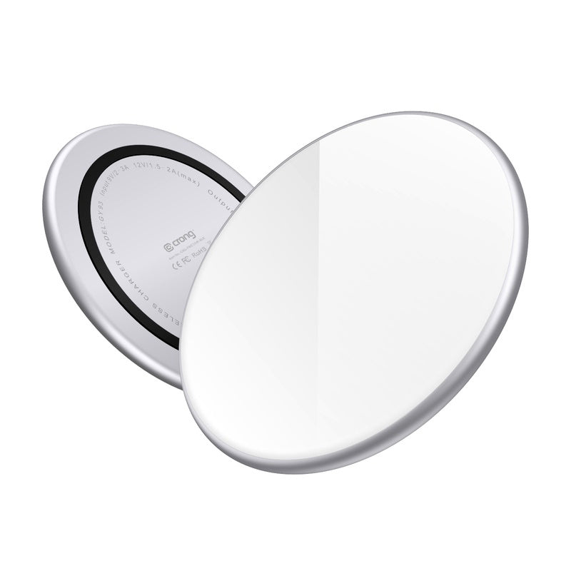 Crong PowerSpot Schnell- Kabelloses Ladegerät – Aluminium- 15W USB-C Qi Kabelloses Ladegerät s tvrzeným sklem