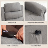 HOMCOM Massagesessel mit Aufstehhilfe, Relaxsessel, Vibrationsköpfe, mit Neigefunktion, Leinenoptik – Produktabbildung 7