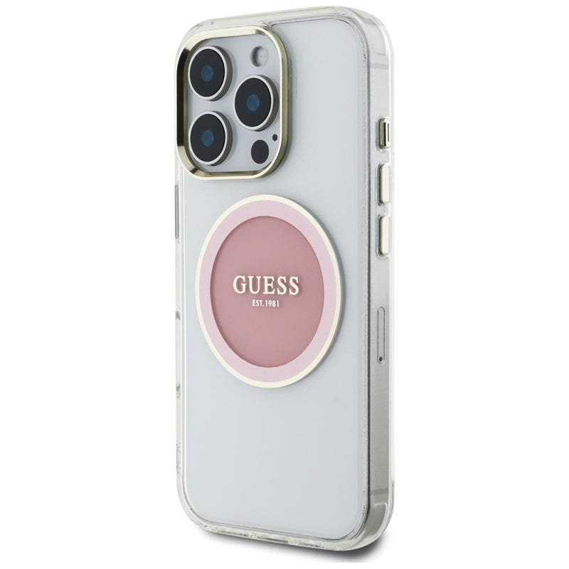 Guess IML Metal Colored Circle Classic Logo MagSafe - Hülle für iPhone 16 Pro (rosa) – Produktabbildung 2