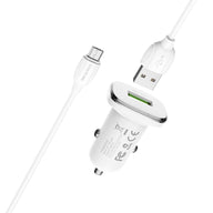 Borofone - USB Autoladegerät s QC3.0 a Kabelem micro USB in Packung, weiß