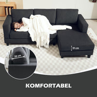 HOMCOM Ecksofa, L-förmiges 3-Sitzer-Sofa mit Chaiselongue, Holzkonstruktion, 8 Beine, Cordstoff – Produktabbildung 7