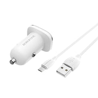 Borofone - USB Autoladegerät s QC3.0 a Kabelem micro USB in Packung, weiß – Produktabbildung 2