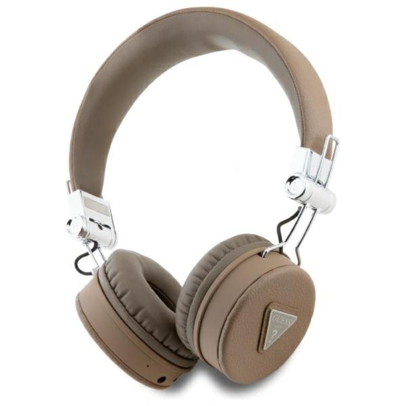Guess Grained Classic Round Shape - kabellose Bluetooth Kopfhörer ENC (braun)