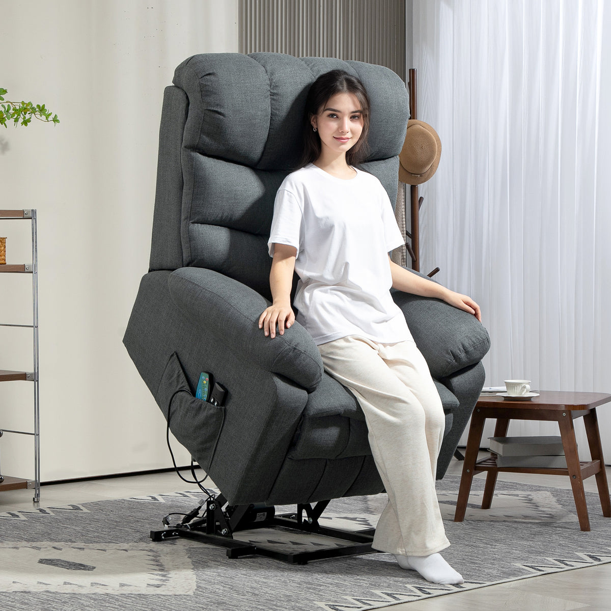 HOMCOM Aufstehsessel, elektrischer Liegesessel mit Massagefunktion, Polstersessel mit Aufstehfunktion – Produktabbildung 2