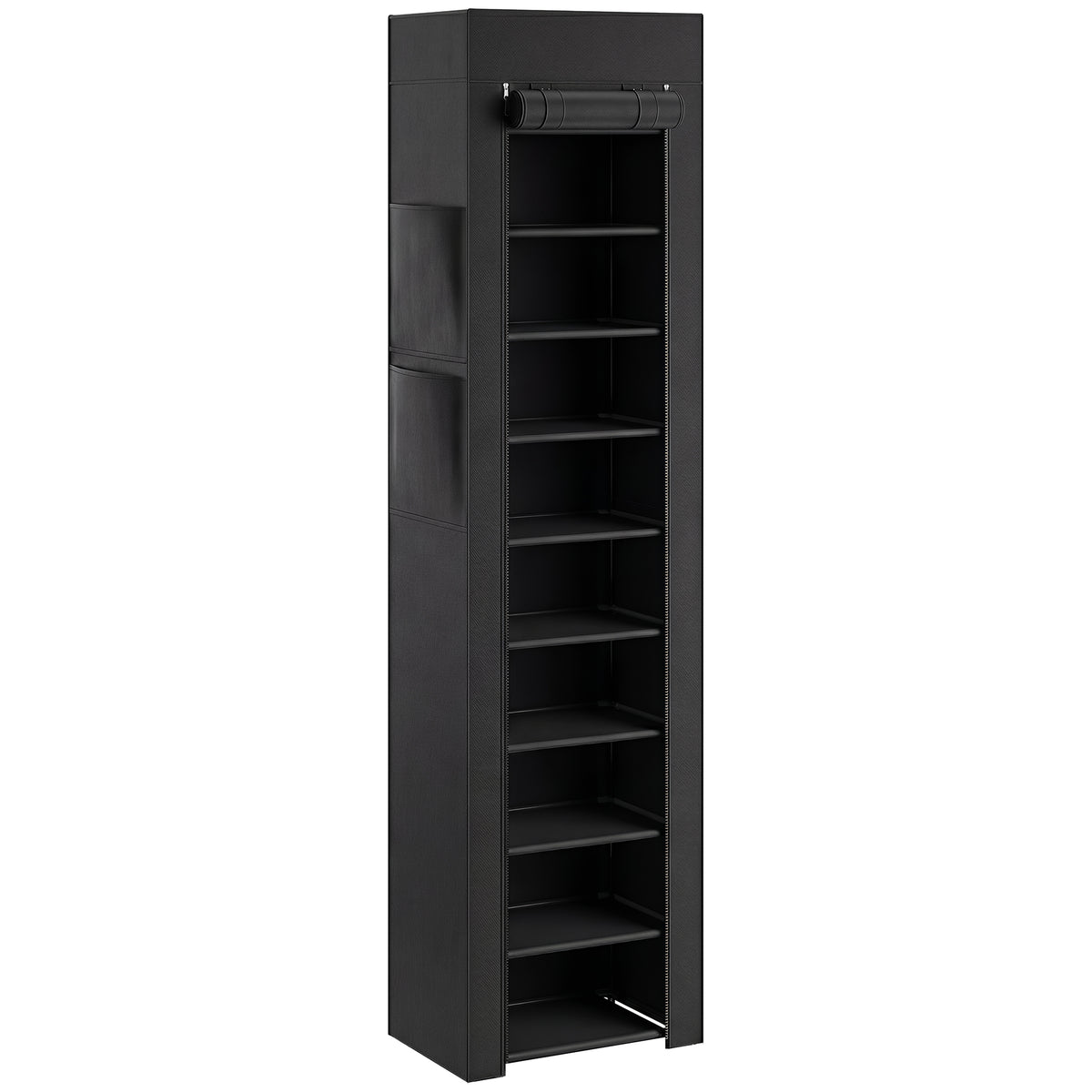 HOMCOM Schuhregal aus Metall mit staubdichtem Stoffbezug, für bis zu 20 Paar Schuhe, 45 x 30 x 175 cm
