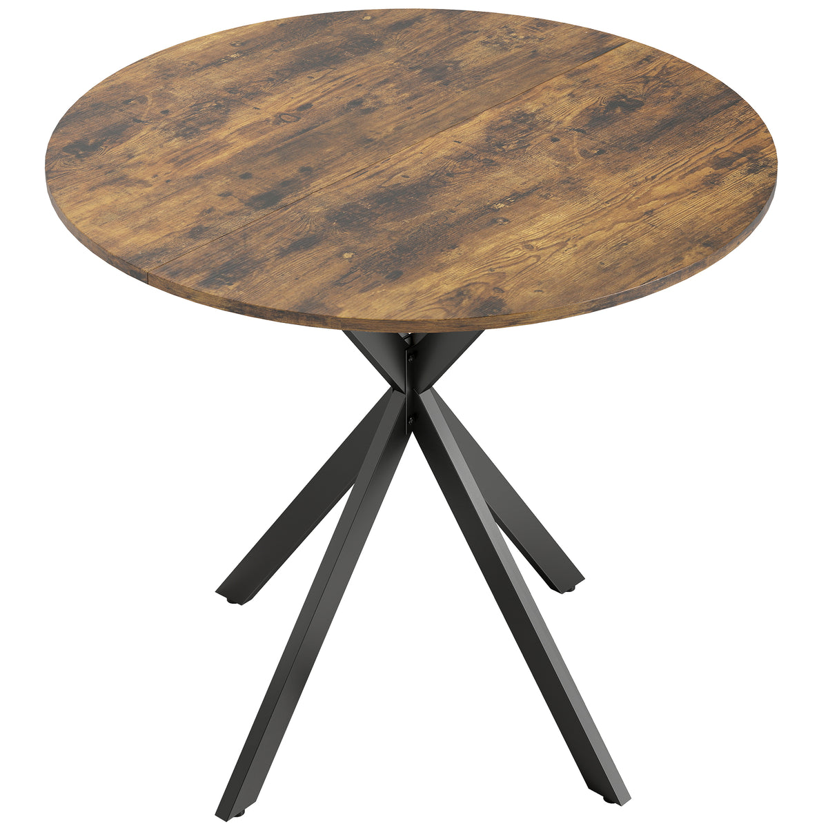 HOMCOM Runder Küchentisch, 80 cm, kompakte Tischplatte, Spanplatte, Metall, Rustikal-Braun