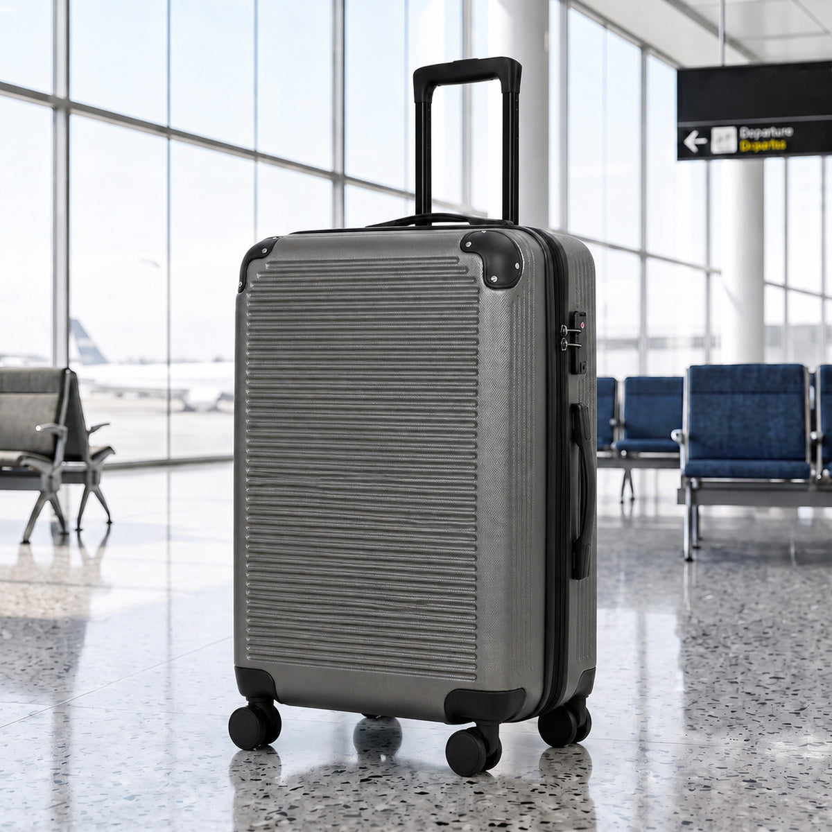 HOMCOM Reisekoffer Hartschale erweiterbar Rollkoffer Trolley 4 Rollen TSA Schloss 66 cm Dunkelgrau – Produktabbildung 2