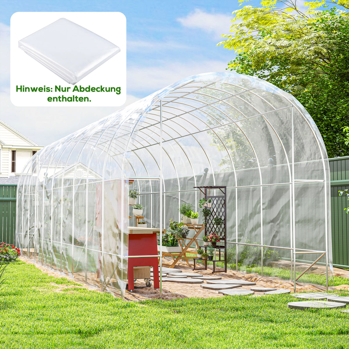 Outsunny Gewächshausabdeckung aus PE, Plane zum Abdecken von Pflanzen, UV-beständig, Wasserfest, NUR – Produktabbildung 2