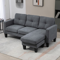 HOMCOM Ecksofa in L-Form, beidseitig anbringbare Chaiselongue, Polstersofa, Dunkelgrau – Produktabbildung 7