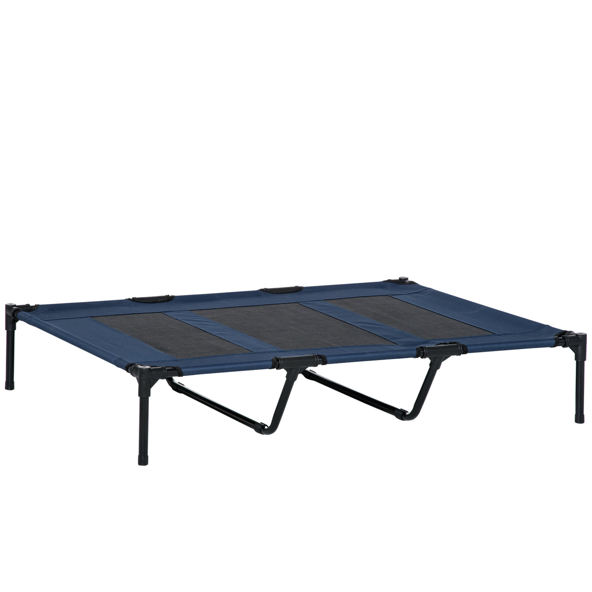 PawHut Hundebett, faltbar, Outdoor-Hundebett, erhöhter Stand, 122 cm x 92 cm x 23 cm, Blau + Schwarz