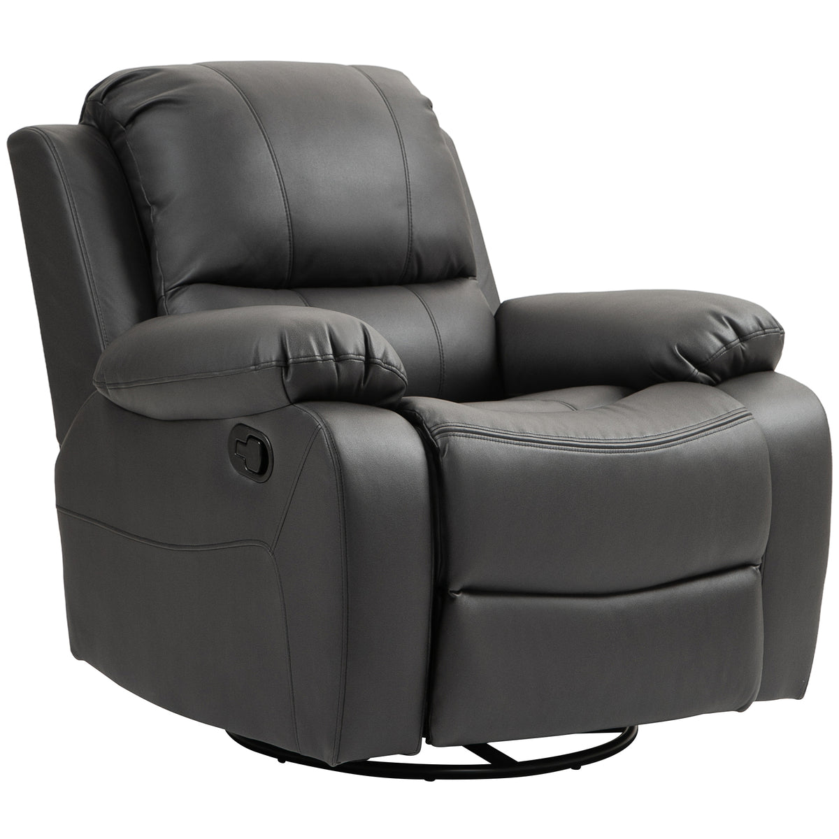 HOMCOM Relaxsessel, verstellbare Lehne & Fußstütze, drehbar, bis 150 kg, Stahlrahmen, 93x100x98cm, Schwarz