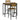 HOMCOM 3-teiliges Bar-Set, Stehtisch, 2 Stühle, MDF, Metallrahmen, wasserfest, Braun