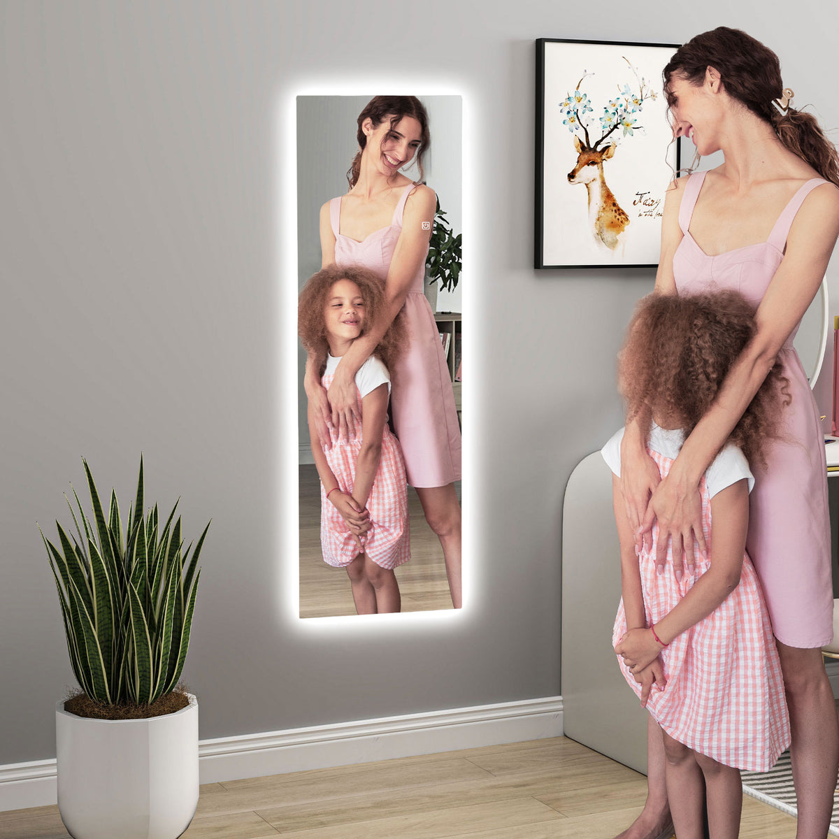 HOMCOM LED Ganzkörperspiegel, dimmbar, rahmenlos, Touch-Steuerung, 40 x 120 cm – Produktabbildung 9