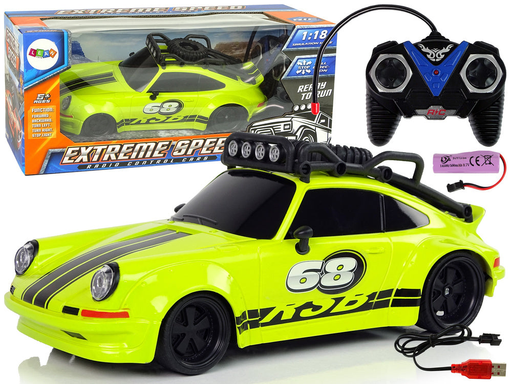 LEAN Toys Sportwagen 1:18 Grün Ersatzrad Pilot
