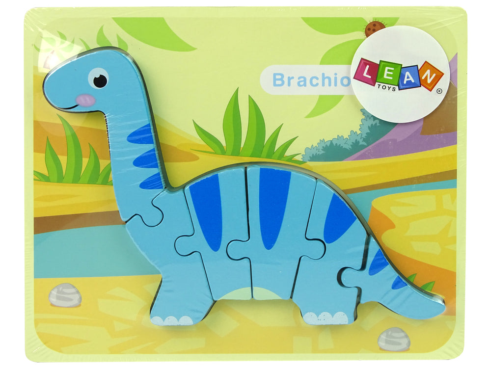 LEAN Toys Holzpuzzle Dinosaurier Brachiosaurus Blau – Produktabbildung 2