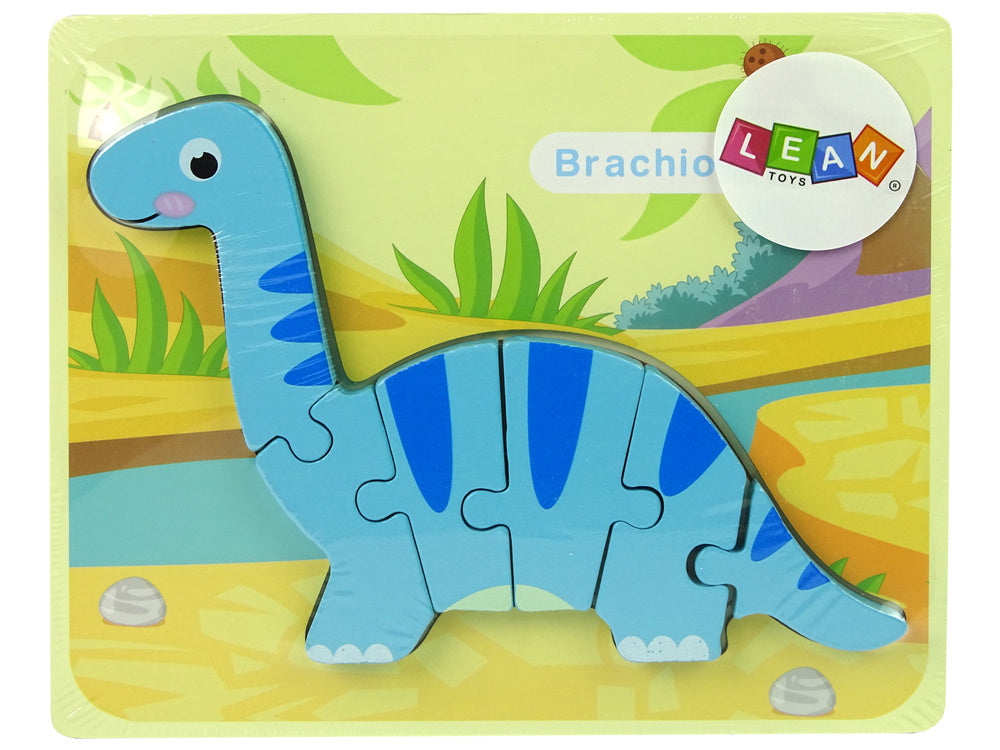 LEAN Toys Holzpuzzle Dinosaurier Brachiosaurus Blau
