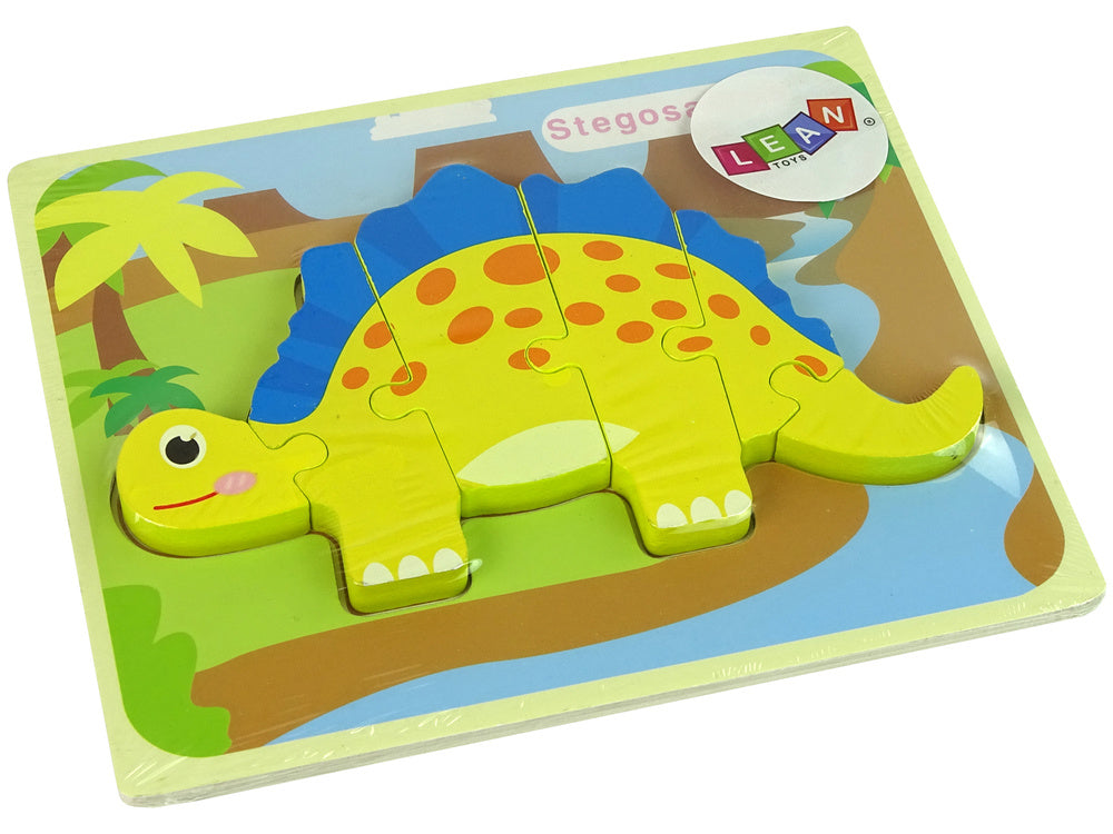 LEAN Toys Holzpuzzle Dinosaurier Stegosaurus Gelb – Produktabbildung 2