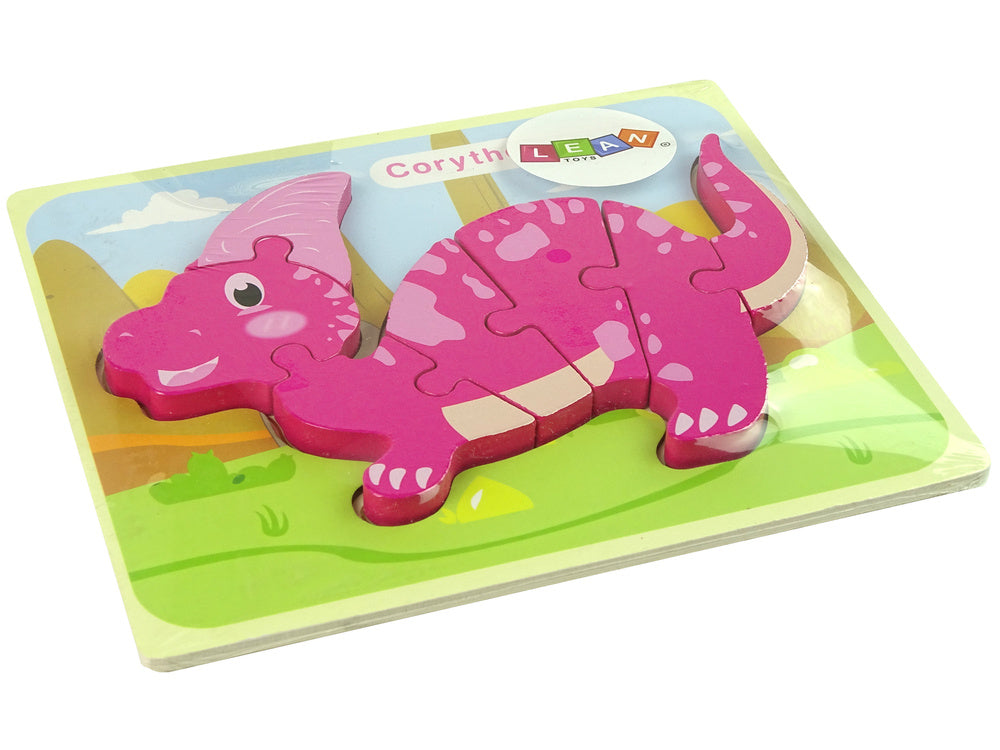 LEAN Toys Holzpuzzle Rosa Corythosaurus Dinosaurier – Produktabbildung 2