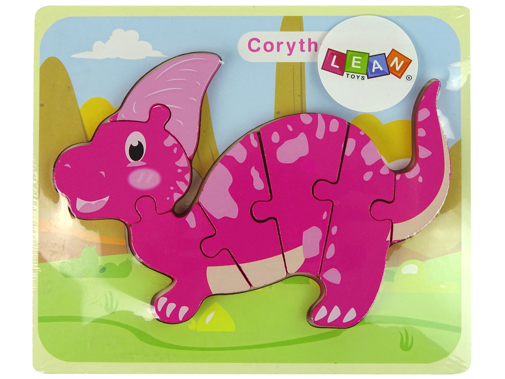 LEAN Toys Holzpuzzle Rosa Corythosaurus Dinosaurier