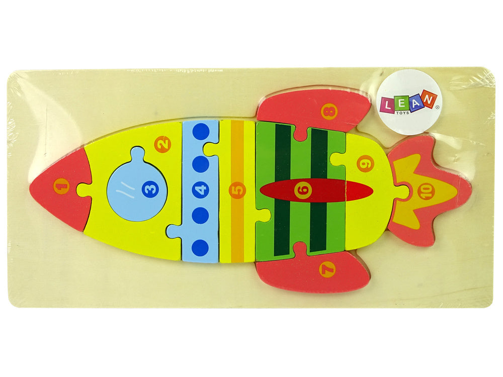 LEAN TOYS Holzpuzzleset Raketenzahlen