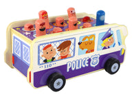 LEAN Toys Hölzernes Arcade-Spiel Völkerball-Polizeibus