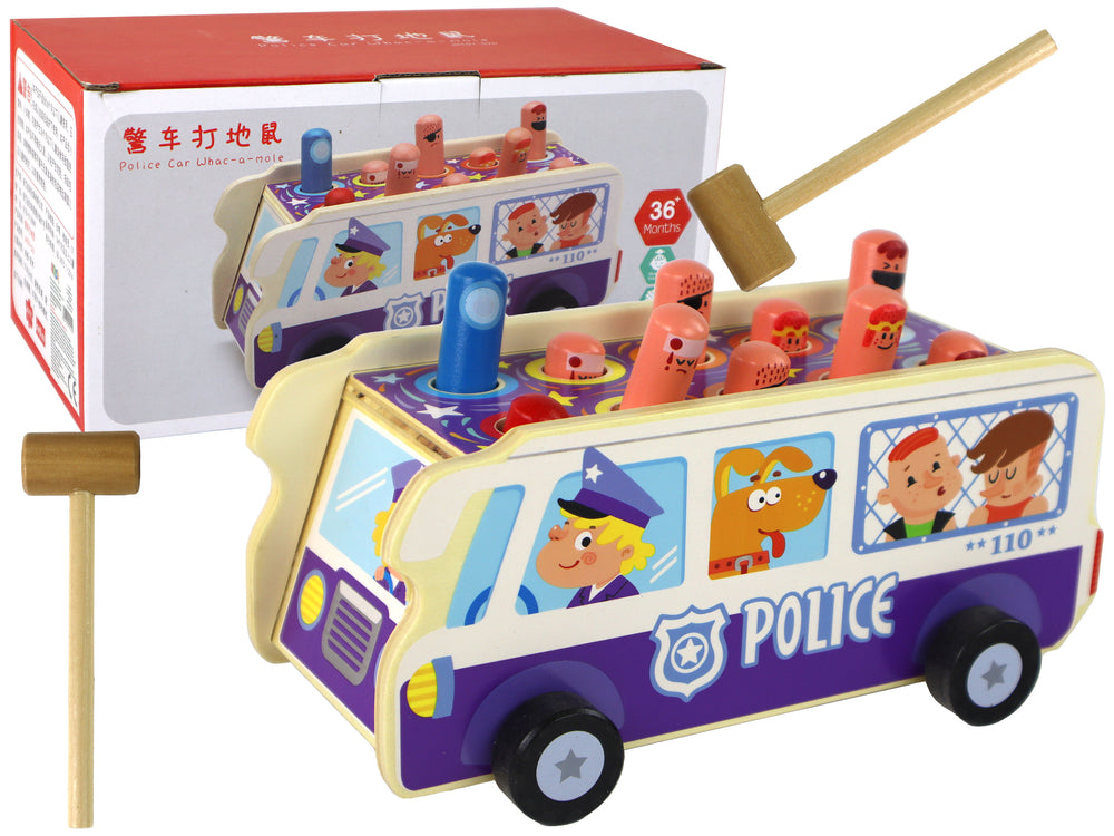 LEAN Toys Hölzernes Arcade-Spiel Völkerball-Polizeibus – Produktabbildung 4