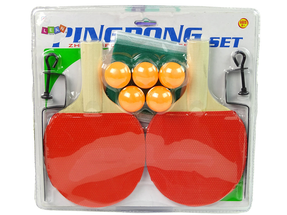 LEAN Toys Ping Pong Set Tischtennisschläger, Netz mit 5 Bällen