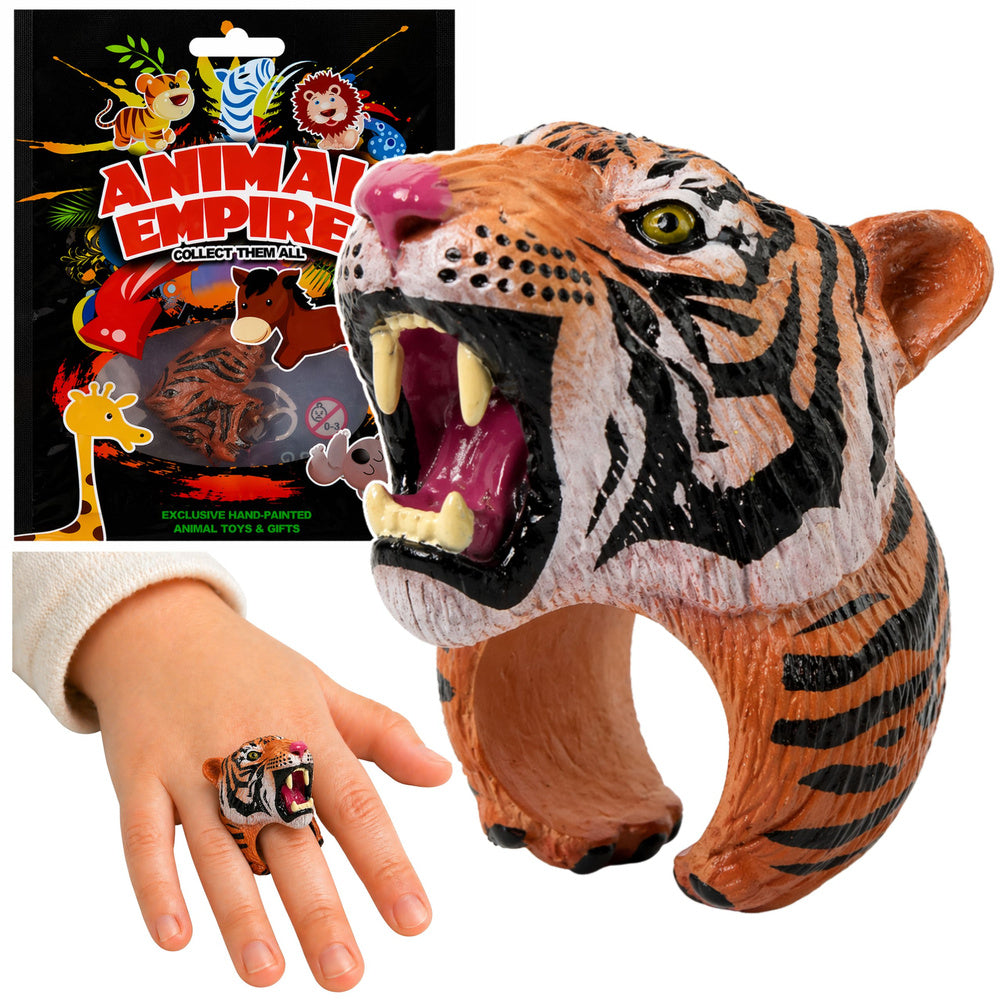LEAN TOYS Ring on Hand Educational Animals Bengalischer Tiger