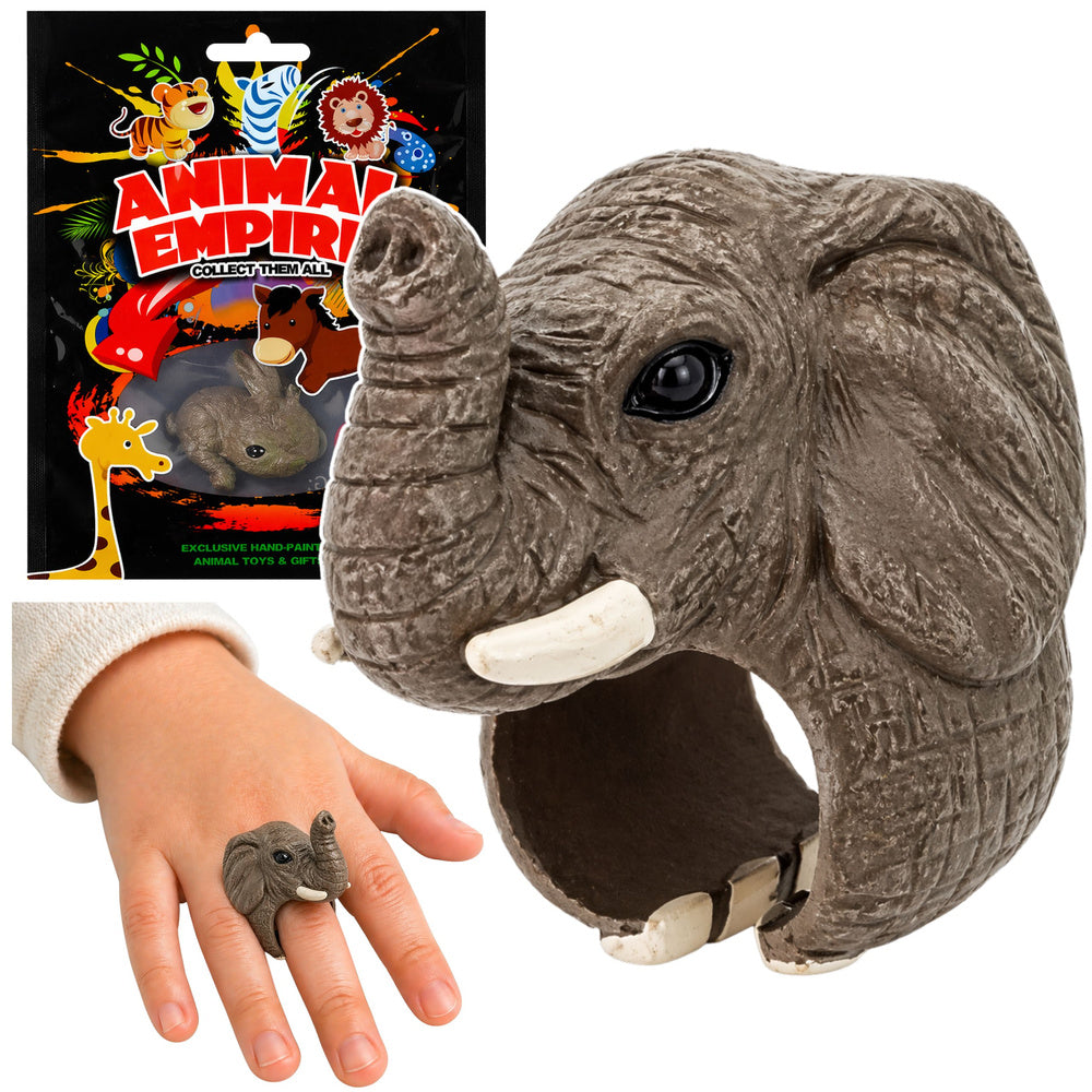 LEAN TOYS Ring auf der Hand Lerntiere Elefant