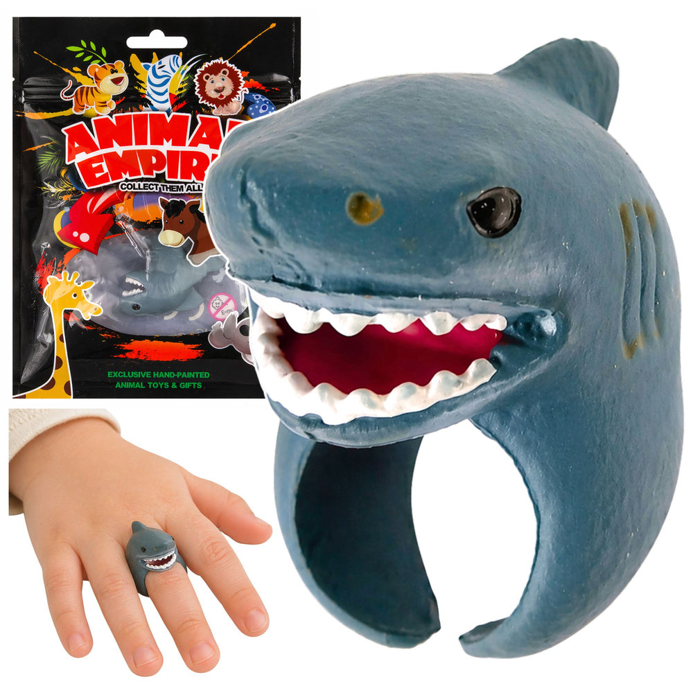LEAN TOYS Ring auf der Hand pädagogische Tiere Hai