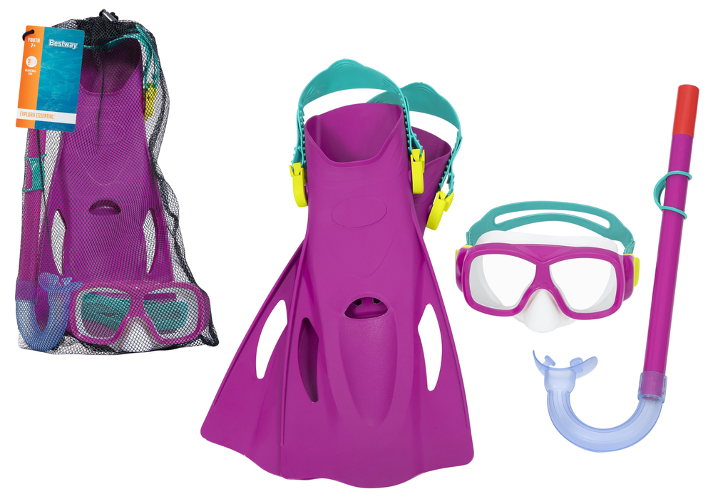 Tauchset Maske, Schnorchel, Flossen Pink Bestway 25019