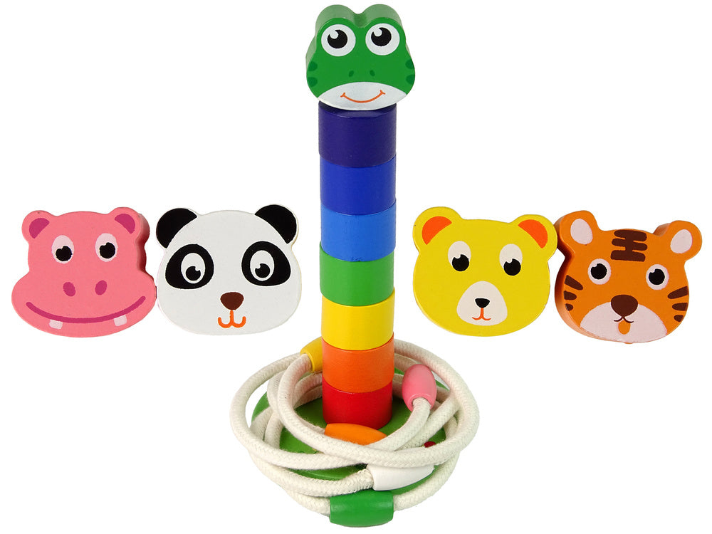 LEAN Toys Holzpyramide Lernpuzzle Tiere