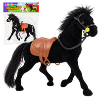 LEAN Toys Samt-Pferde-Figur Schwarz