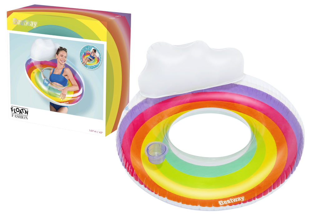 Aufblasbarer Schwimmring 107 cm Rainbow Bestway 43647