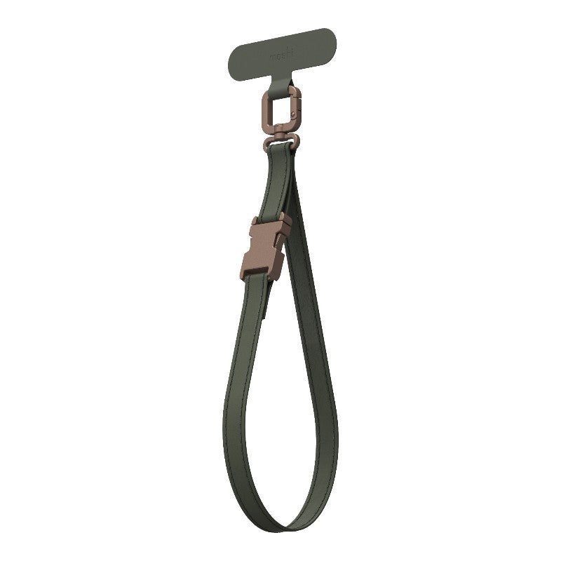 Moshi 2-in-1 Wrist & Body Strap with Adapter - eko Leder- Kordel für das Handy (mechově grün) – Produktabbildung 2