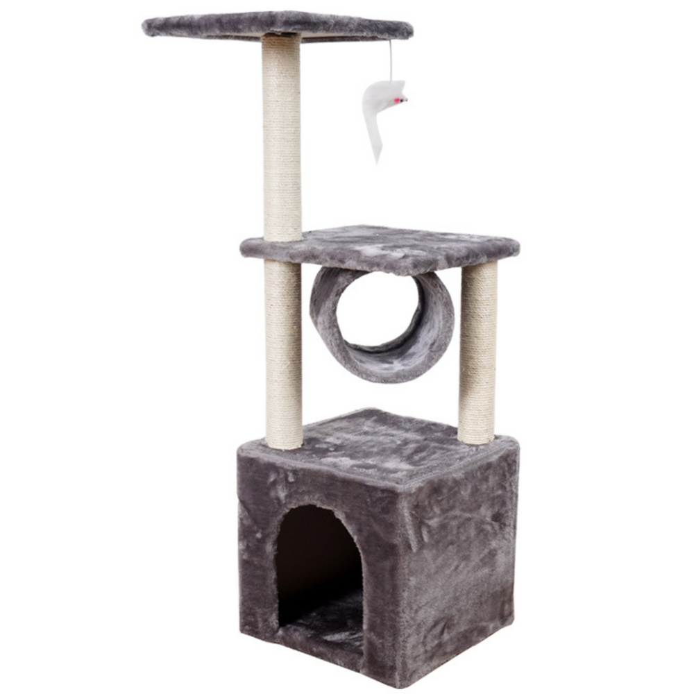 LEAN Katzenkratzbaum mit Haus und Plattformtunnel 30x30x78cm – Produktabbildung 2