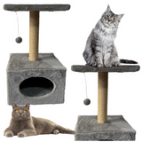 LEAN Kratzbaum mit Katzenbett und hängender Maus, 31 cm x 31 cm x 56 cm
