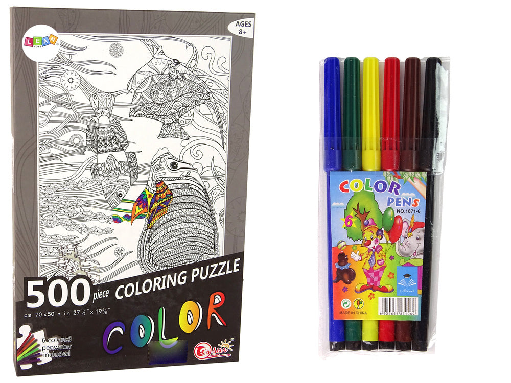 LEAN Toys Puzzles zum Ausmalen 500 Teile Fisch Ozean
