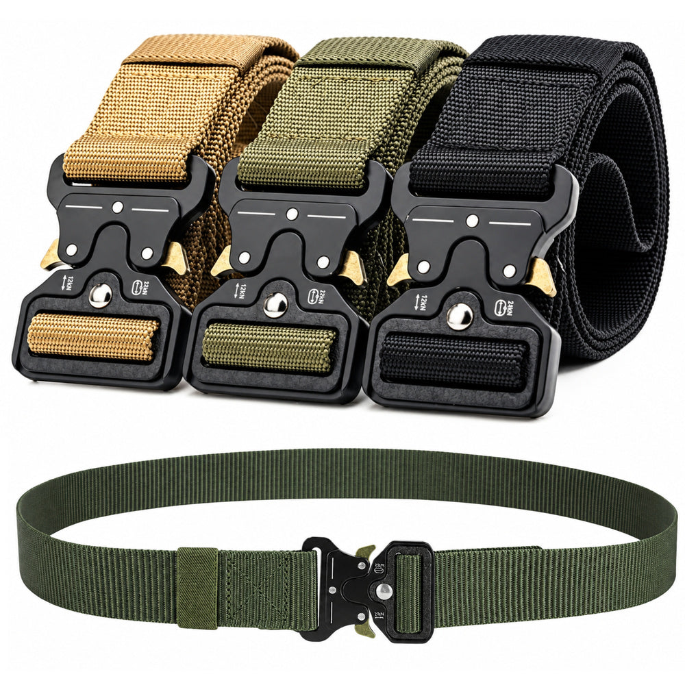 LEAN Taktischer Militärgürtel aus robustem Gurtband mit Schnellverschluss, 120 x 3,8 cm